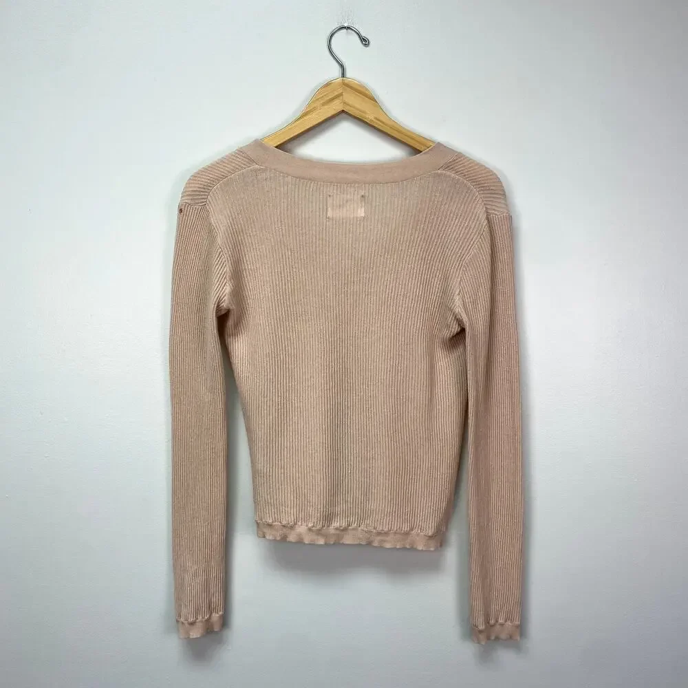 GREY/VEN The Haldane Long Sleeve V-Neck Sweater in Sesame XS - Picture 8 of 8